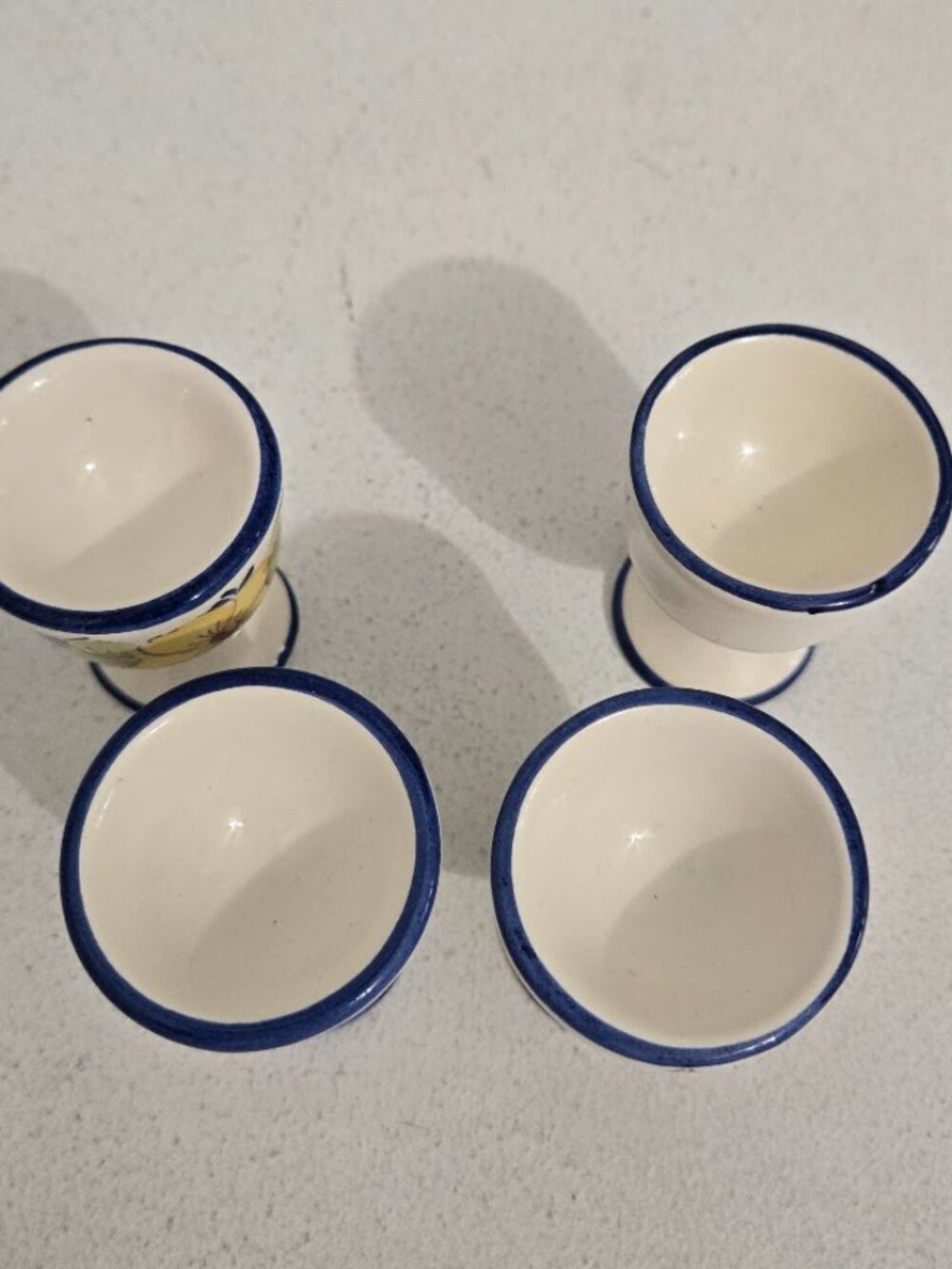 Set of 4 Porcelain Floral Egg Cups Hand Painted Kitchenware Portuguese Colorful - Picture 7 of 9